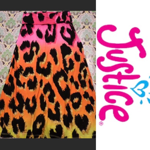 Justice Other - Justice Neon Leopard Print Maxi Skirt